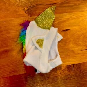 Unicorn dog hood with a sparkly horn